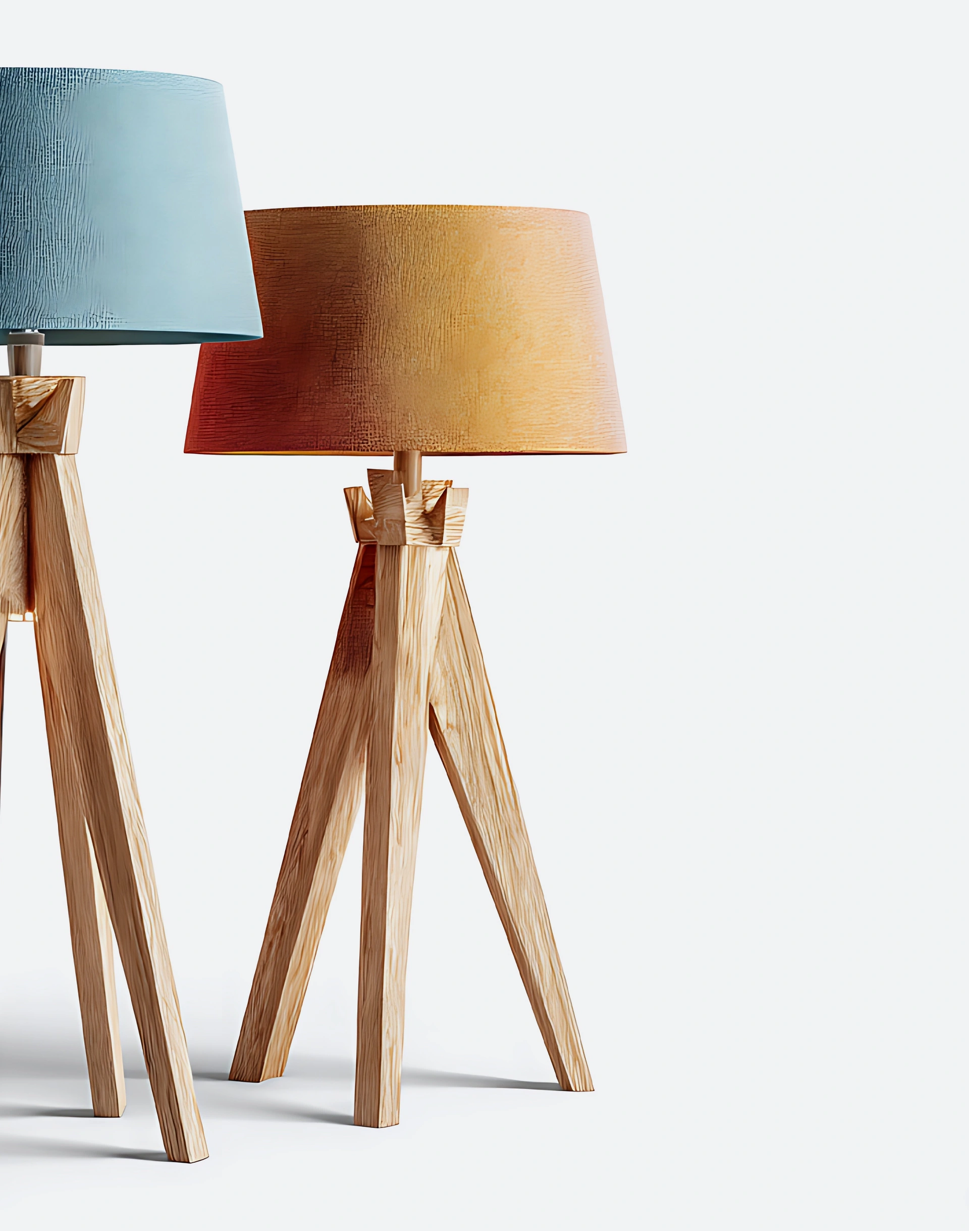 Modern wooden tripod floor lamps